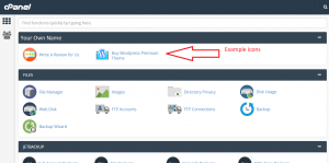 cpanel custom icons